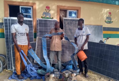 Police arrest three over theft of farm equipment, recover generators, solar panels in Yobe