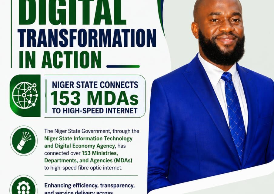 NIGER STATE CONNECTS 153 MDAs TO HIGH-SPEED INTERNET UNDER DG SULEIMAN ISAH.