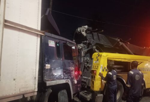 Four killed, 16 injured as container truck overturns on bus in Lagos